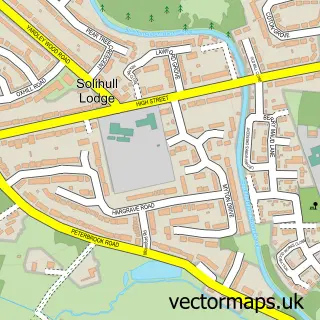Street map sample of Solihull Lodge, West Midlands