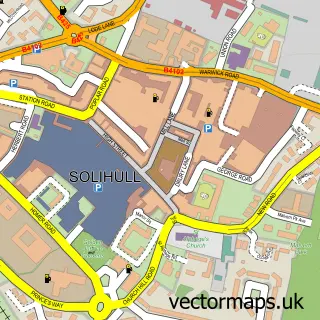 Street map sample of Solihull, West Midlands