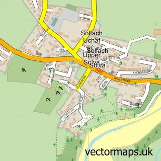 Street map sample of Solva, Dyfed