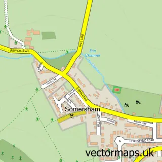 Street map sample of Somersham, Suffolk