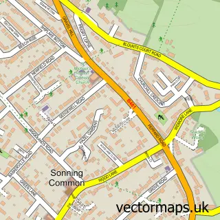 Street map sample of Sonning Common, Oxfordshire