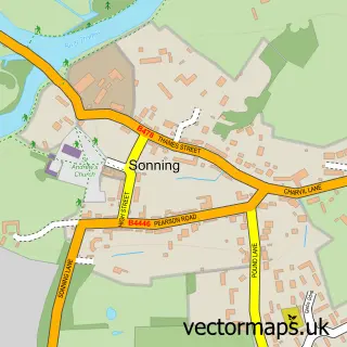 Street map sample of Sonning, Berkshire
