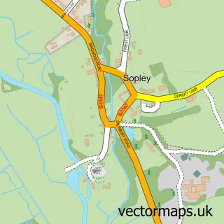 Street map sample of Sopley, Hampshire