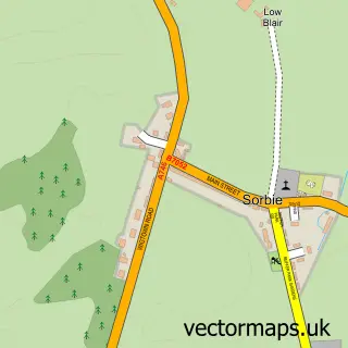 Street map sample of Sorbie, Wigtown
