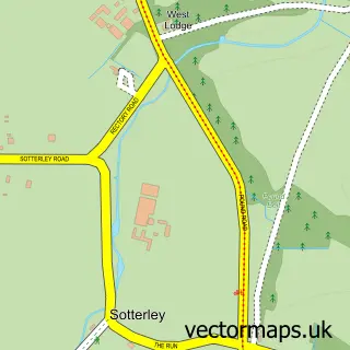 Street map sample of Sotterley, Suffolk