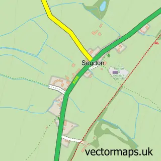 Street map sample of Sourton, Devon