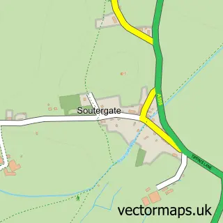 Street map sample of Soutergate, Cumbria