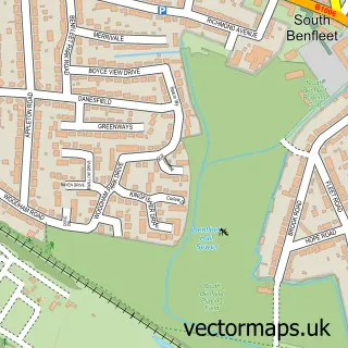 Street map sample of South Benfleet, Essex