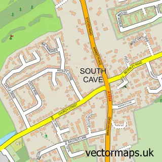 Street map sample of South Cave, East Riding of Yorkshire