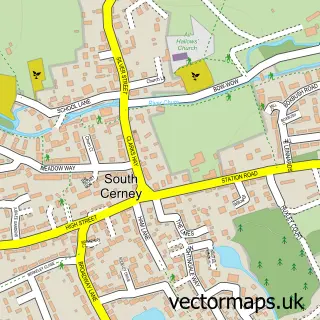 Street map sample of South Cerney, Gloucestershire