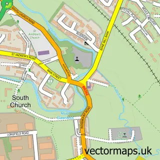 Street map sample of South Church, Durham