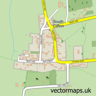 Street map sample of South Clifton, Nottinghamshire