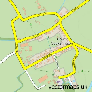 Street map sample of South Cockerington, Lincolnshire