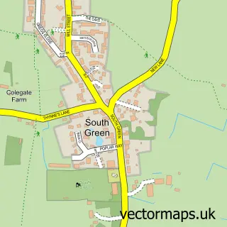 Street map sample of South Green, Norfolk