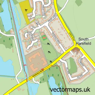 Street map sample of South Harefield, Greater London
