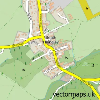Street map sample of South Hiendley, West Yorkshire