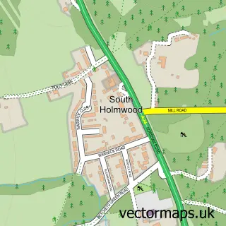 Street map sample of South Holmwood, Surrey