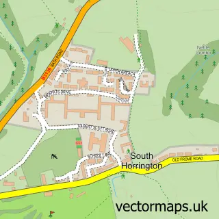 Street map sample of South Horrington, Somerset