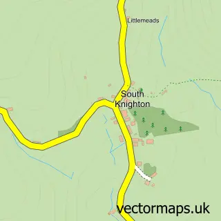 Street map sample of South Knighton, Devon