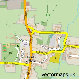 Street map sample of South Littleton, Worcestershire