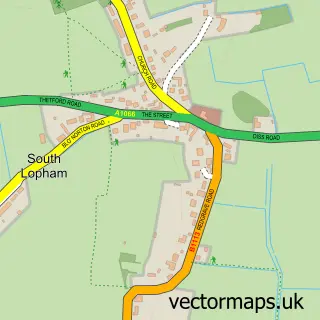 Street map sample of South Lopham, Norfolk