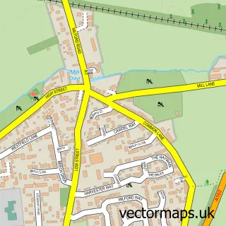 Street map sample of South Milford, North Yorkshire