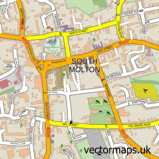 Street map sample of South Molton, Devon