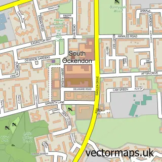 Street map sample of South Ockendon, Essex