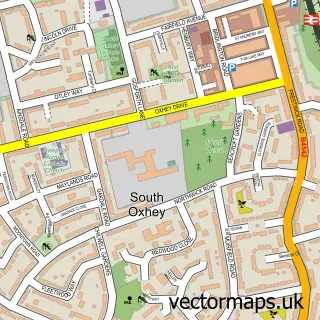 Street map sample of South Oxhey, Hertfordshire