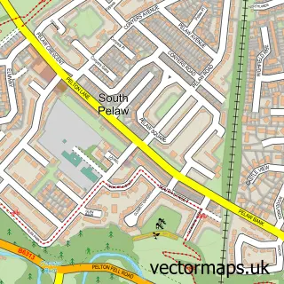 Street map sample of South Pelaw, Durham