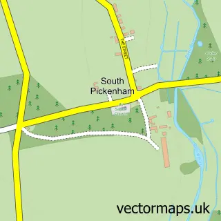 Street map sample of South Pickenham, Norfolk