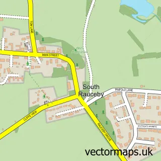 Street map sample of South Rauceby, Lincolnshire