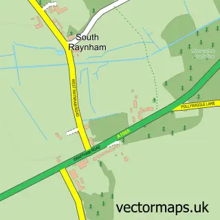 Street map sample of South Raynham, Norfolk