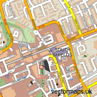 Street map sample of South Shields, Tyne & Wear