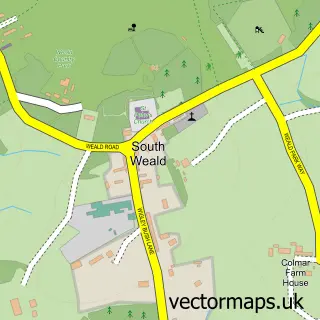 Street map sample of South Weald, Essex