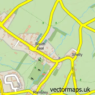 Street map sample of South Zeal, Devon