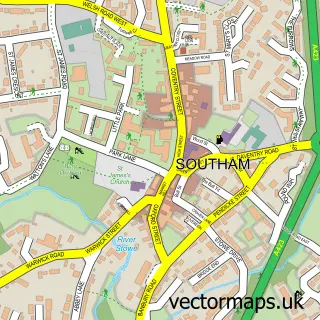 Street map sample of Southam, Warwickshire