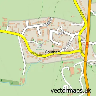 Street map sample of Southam, Gloucestershire
