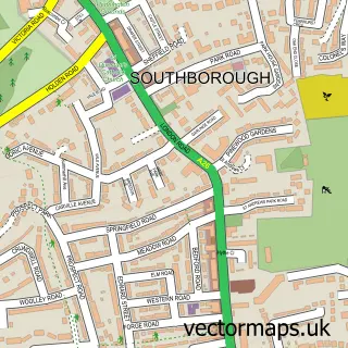 Street map sample of Southborough, Kent