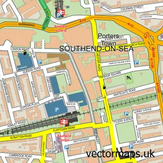Street map sample of Southend-on-Sea, Essex
