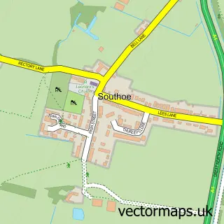 Street map sample of Southoe, Cambridgeshire