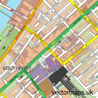 Street map sample of Southport, Merseyside