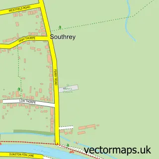 Street map sample of Southrey, Lincolnshire