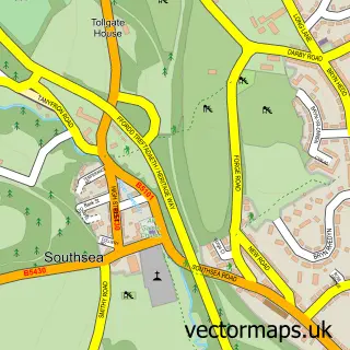 Street map sample of Southsea, Clwyd