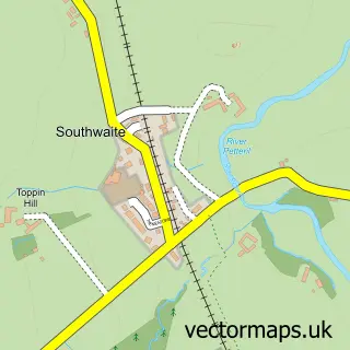Street map sample of Southwaite, Cumbria