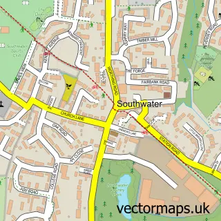 Street map sample of Southwater, West Sussex