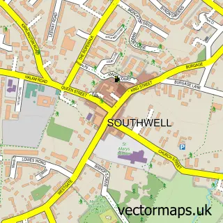 Street map sample of Southwell, Nottinghamshire