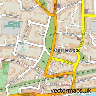 Street map sample of Southwick, West Sussex