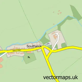 Street map sample of Southwick, Northamptonshire