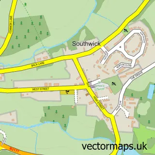 Street map sample of Southwick, Hampshire